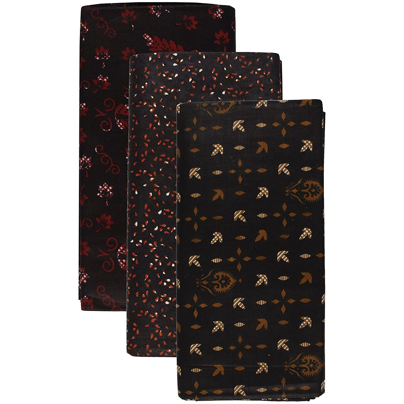 Weavers Villa Men's Poly Cotton Blend Multicolored Unstiched Lungi (2.10 Mtrs) - Pack Of 3
