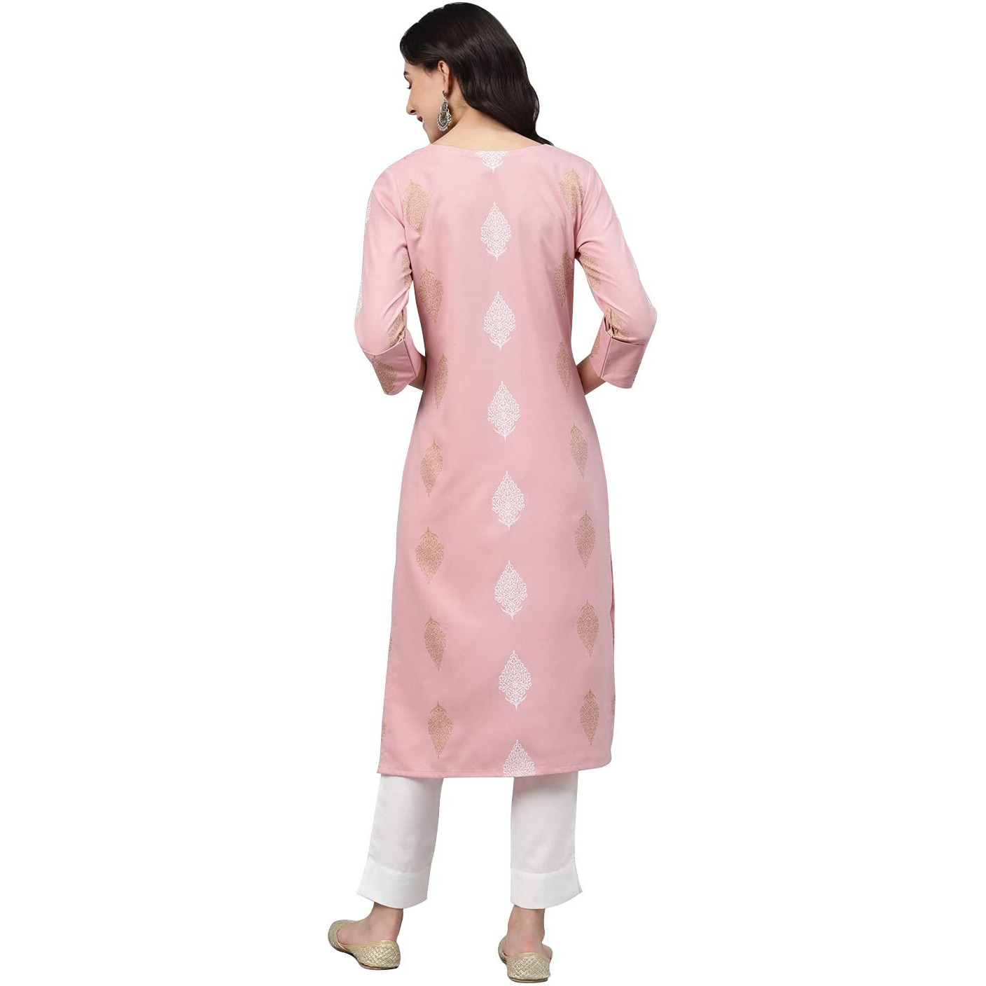 Ziyaa Women's Rayon Kurta Pant Set (Zikury3455Andpa-L_Pink_L)