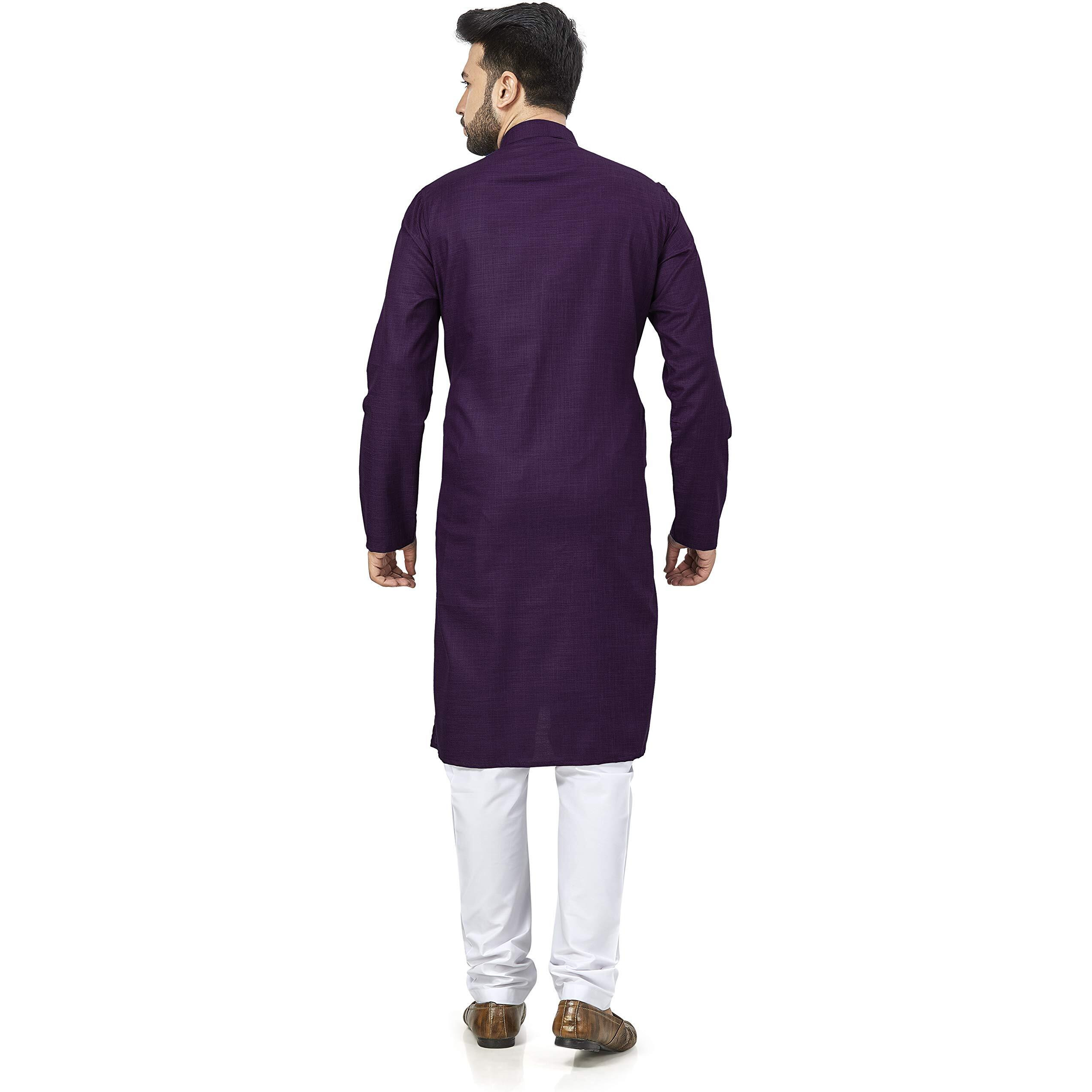 Be Active Men's Cotton Checkered Regular Fit Kurta (Rfsk0001 10-1-M_Purple_M)