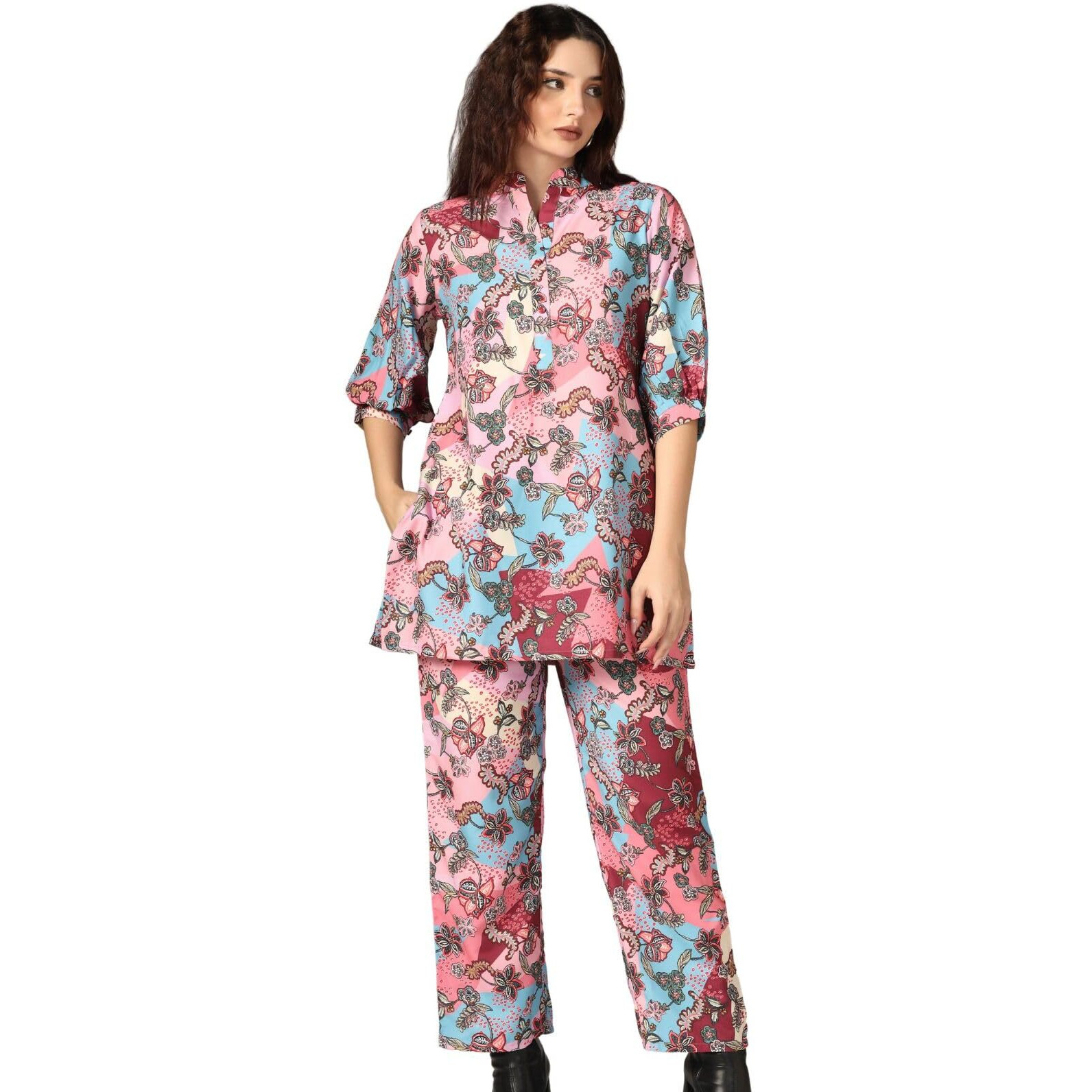 Dhruvi Trendz Womens Rayon Co-Ord Set Regular Fit Night Dress (Dt-W1712&Tr809_Peach_2Xl)