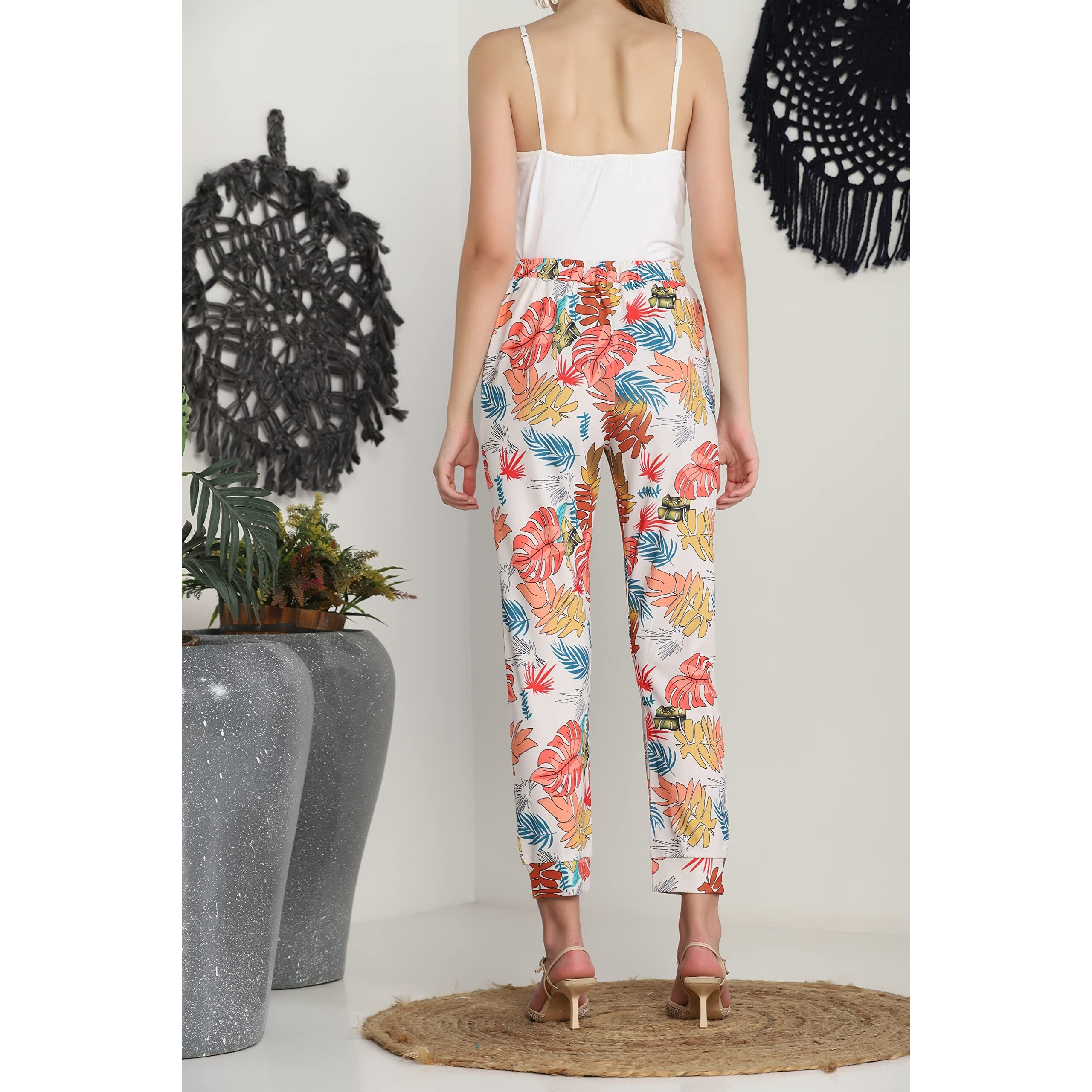 Greciilooks Womens Rayon Jogger Regular Fit Track Pants (Red-Blue, Small)