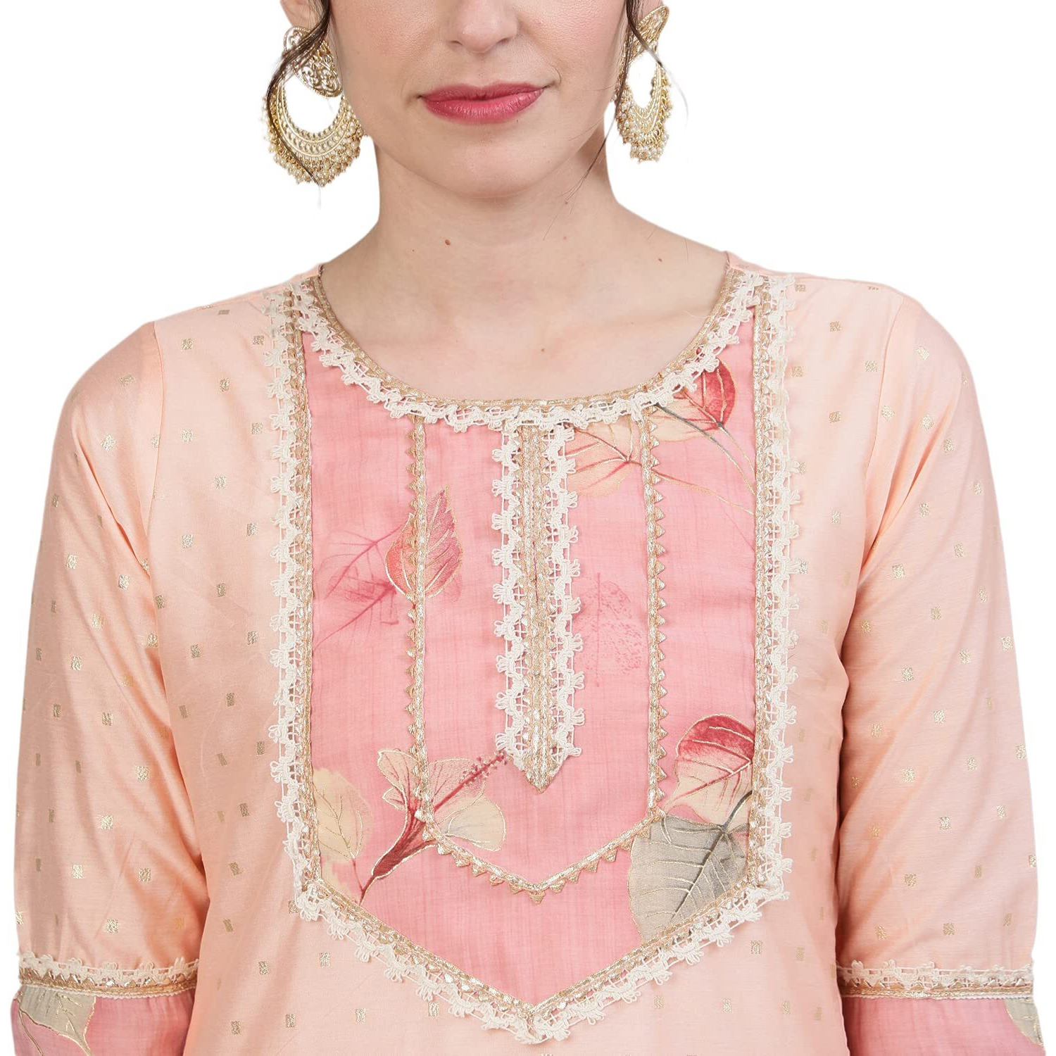 Ishin Women's Silk Blend Kurta Sets (Kpldpnk-11044_M_Peach_Medium)