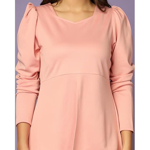 Greciilooks Women's Lycra Floral Regular Fit Dress (Gl-W1806&Tr862_Peach_S)