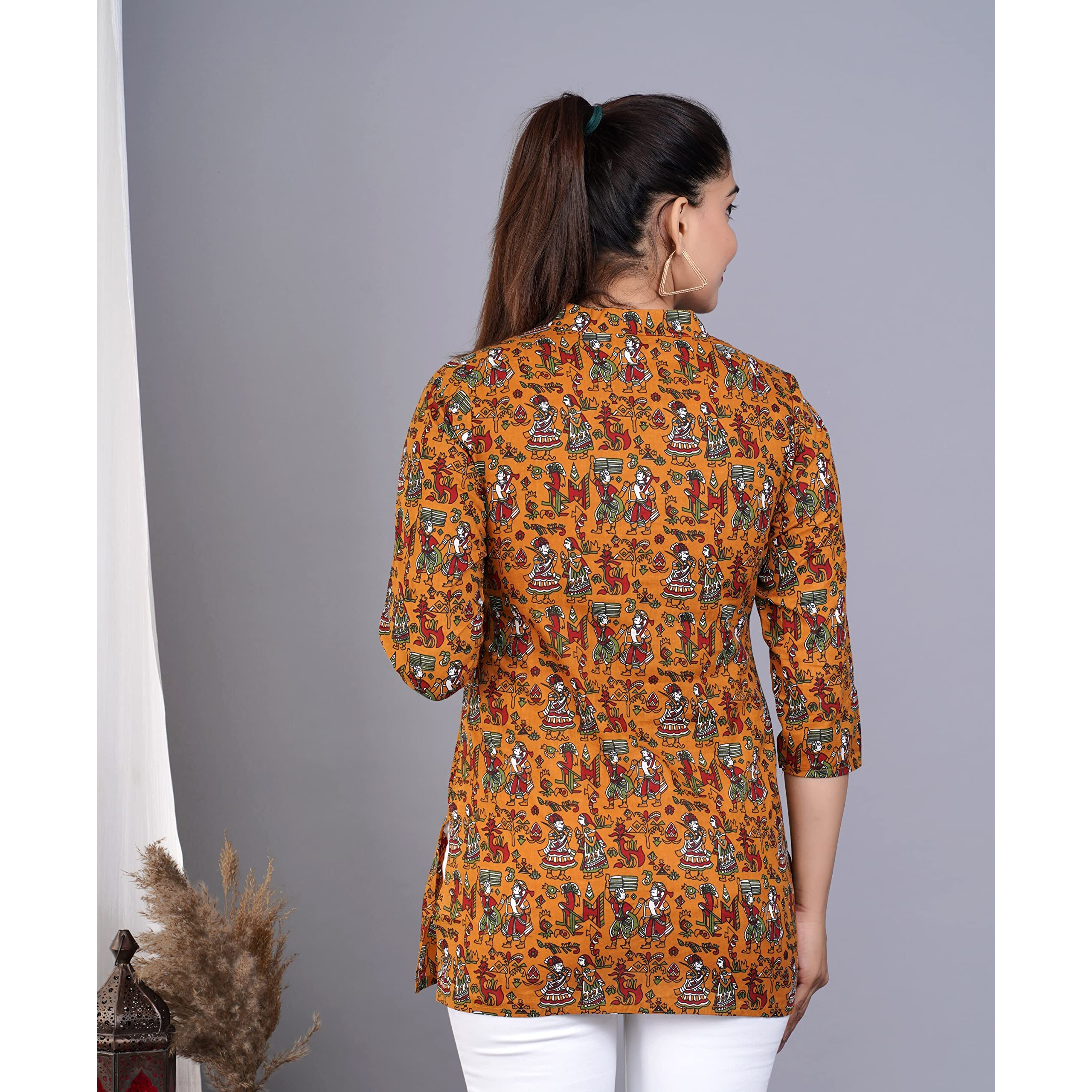 Jikonet Women's Rayon Straight Short Kurti - 1008, (Xxx-Large, Yellow)