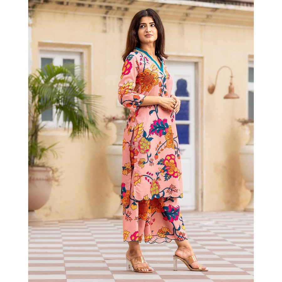 Lookmark Kurta Set Your Passport To Effortless Chic Step Into Ethnic Glamour With Our Printed Kurti Pant Sets Pink