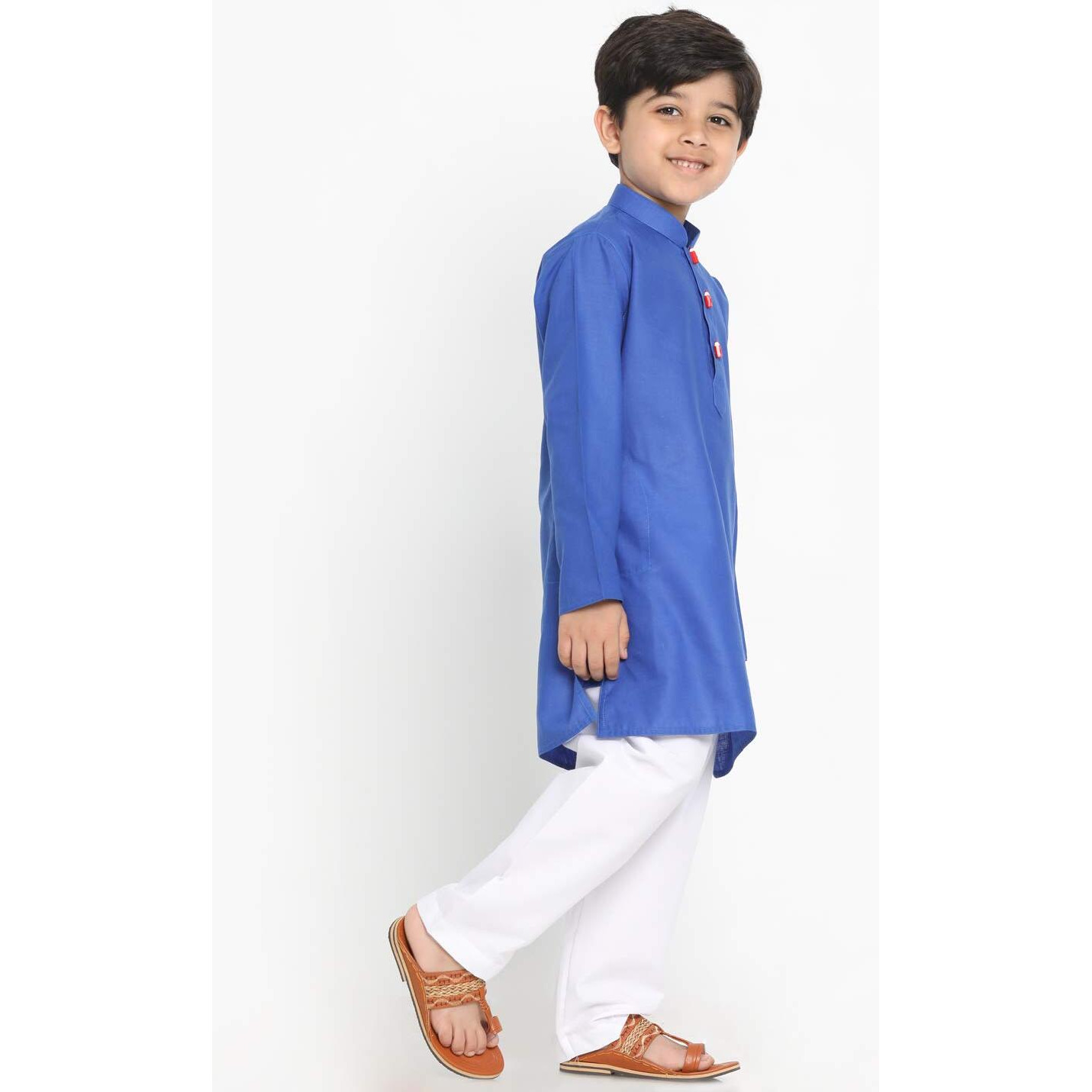 Jbn Creation Boys' Dark Blue Cotton Blend Kurta And Pyjama Set_Jbnbk066Bunpwh_18