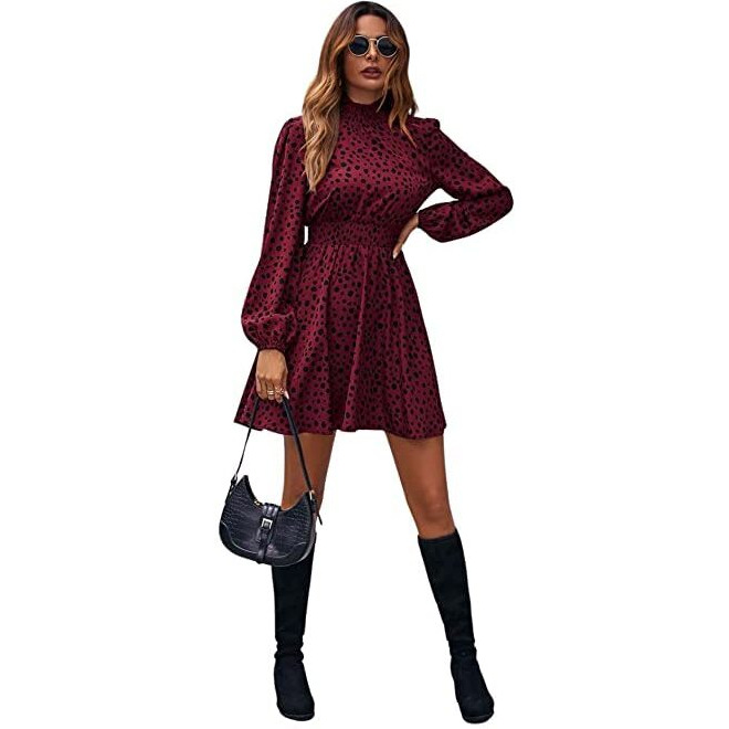Om Sai Latest Creation Women's Rayon Full Sleeve A-Line Knee-Length Western Dresses For Women Or Girls (Small, Maroon)