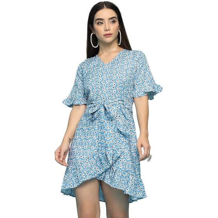 Om Sai Latest Creation Women's Rayon Casual Wear Western Maxi Dress Gown For Girl/Women/Ladies (X-Large, Skyblue)