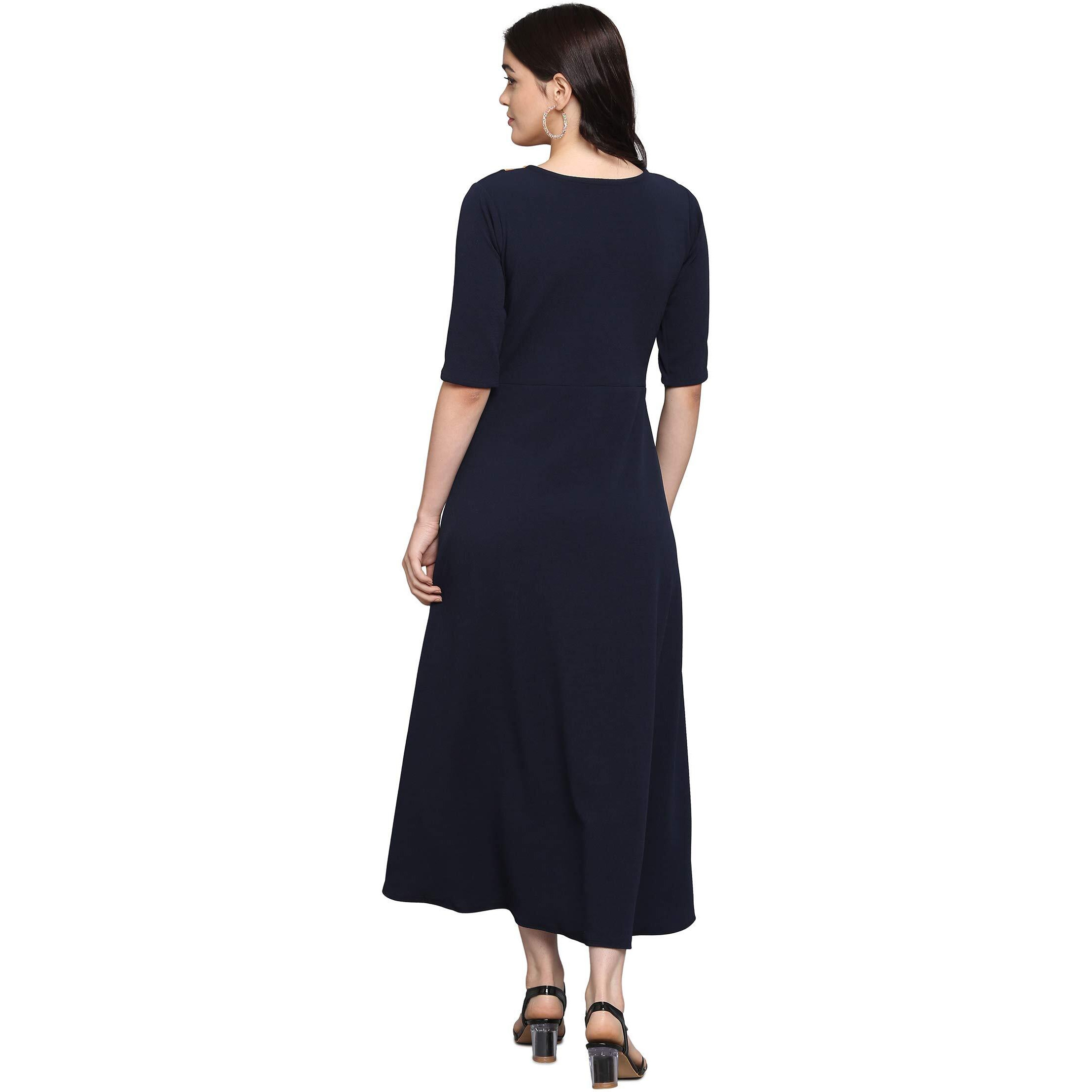 Purvaja Women's Corduroy Empire Waist Maxi Cocktail Dress (Lucy-021-Yw-Bu-L_Blue