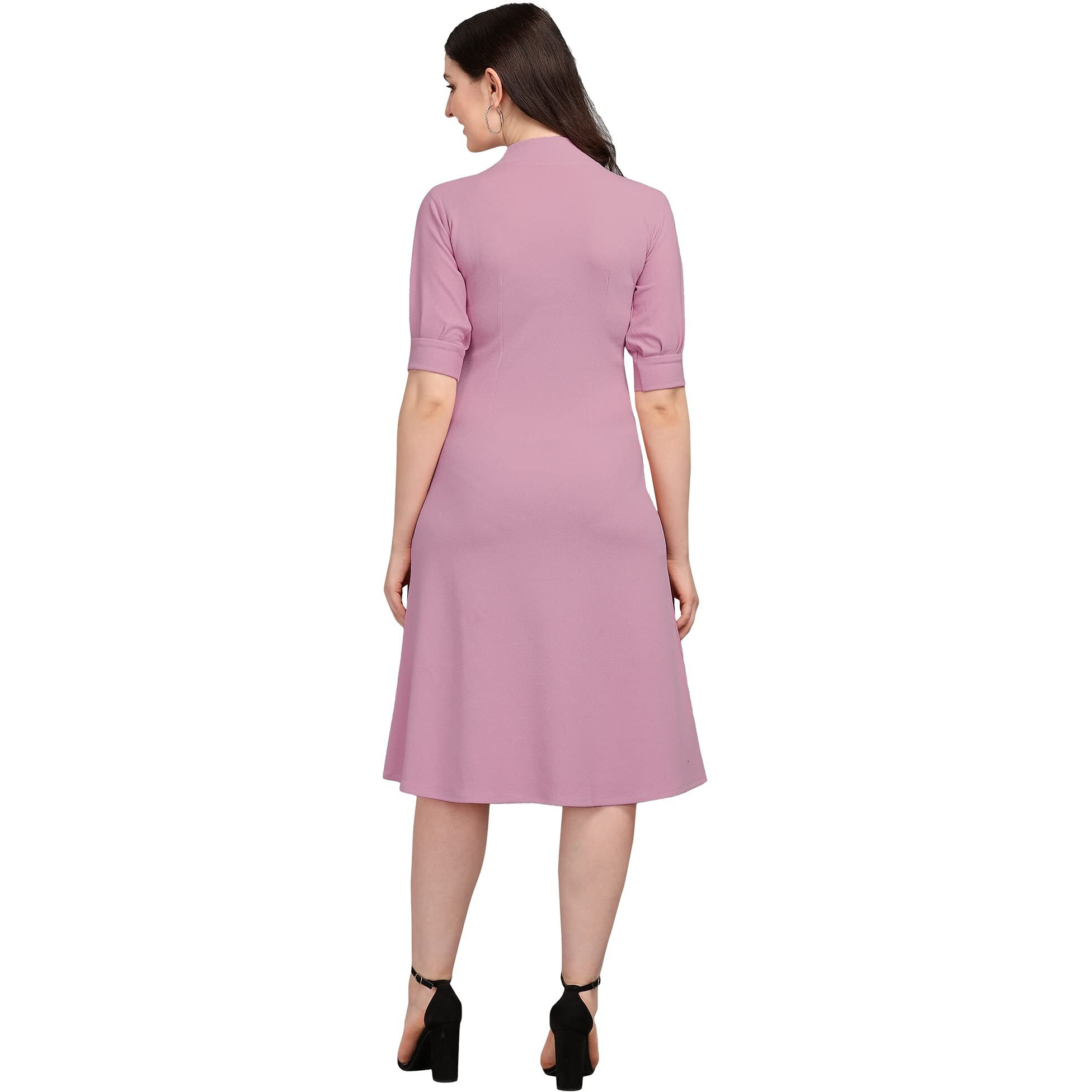 Purvaja Women's Corduroy Fit And Flare Knee-Length Dress Ruby-116-Lv-Small_Light Violet