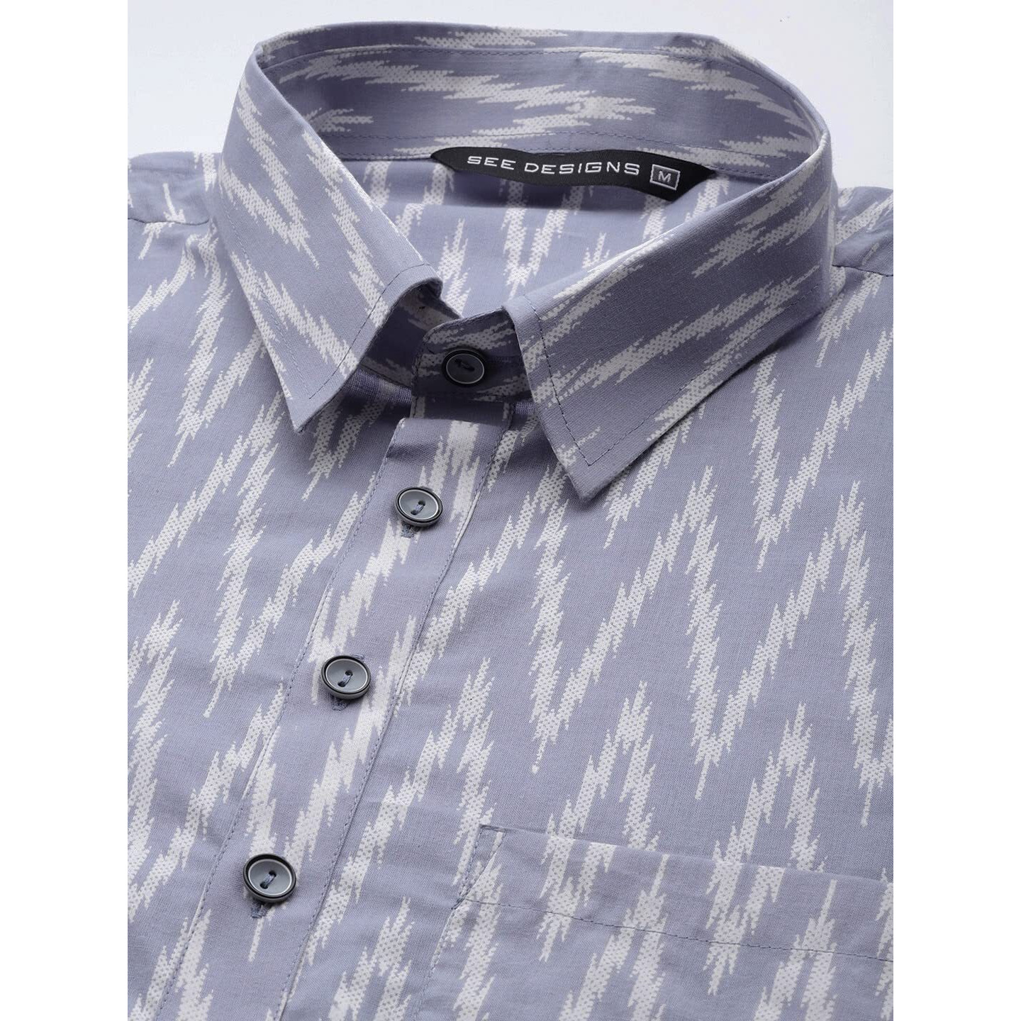 See Designs Men's Light Grey Regular Pure Cotton Pathani Printed Men's Kurta - Sdpkt_1173S