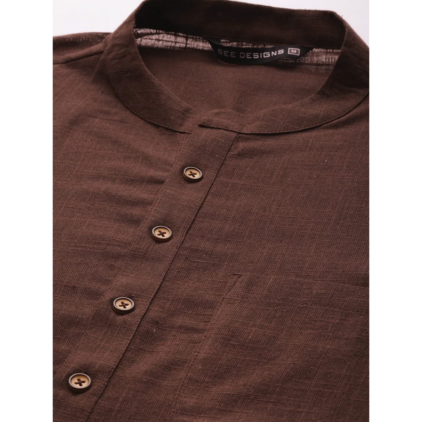 See Designs Men's Brown Cotton Straight Kurta With Slub Effect - Sdkt1024Xs (Xs)