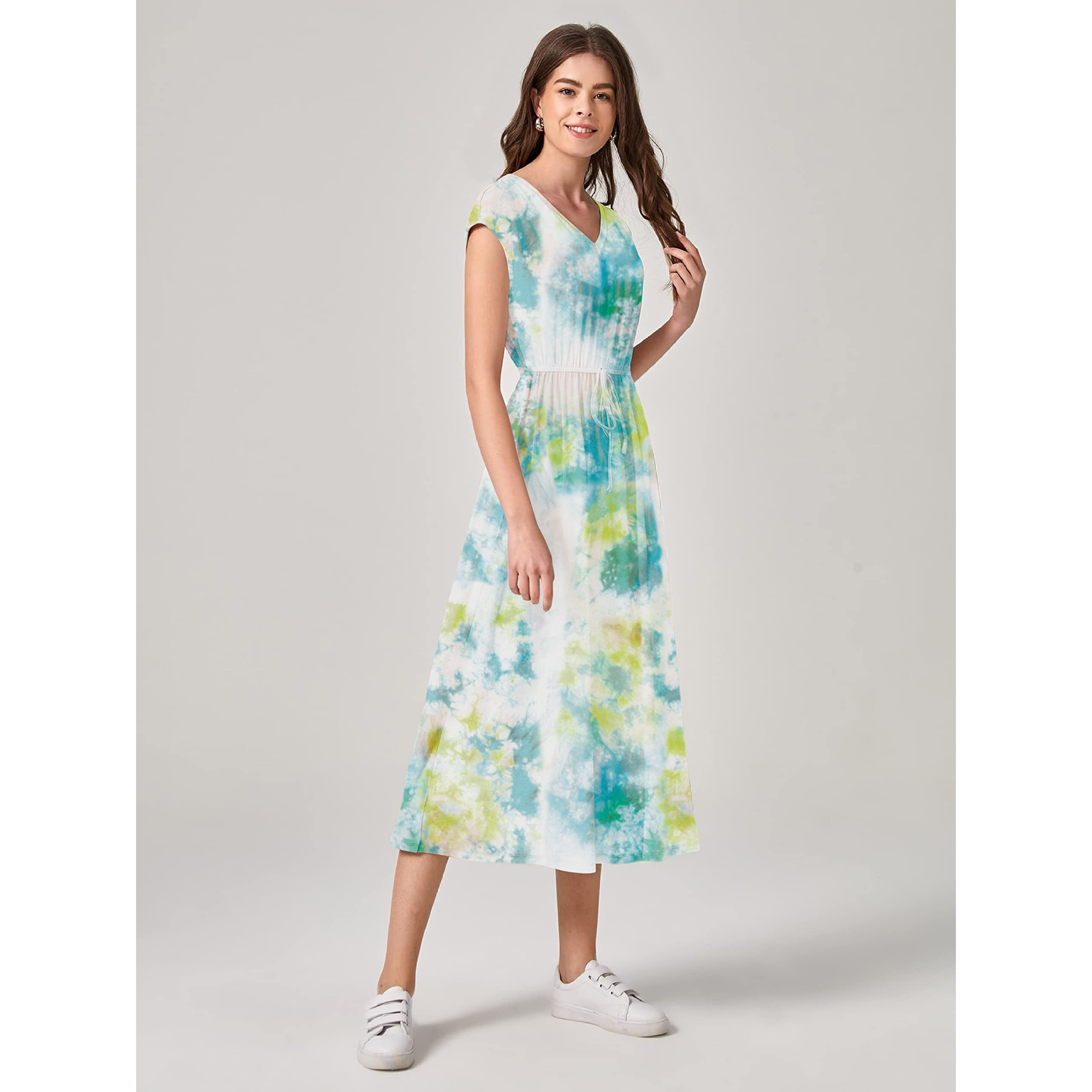 Dhruvi Trendz Womens Lycra Women Western Dresses Regular Fit Western Dresses (Dt-Wd-1024_Blue_2Xl)