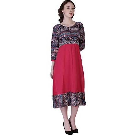 Greciilooks Women Crepe Anarkali Regular Fit Kurti (Pink, Xx-Large)