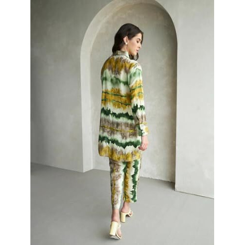 Greciilooks Women Rayon Casual Regular Fit Co Ord Sets (Green, Large)