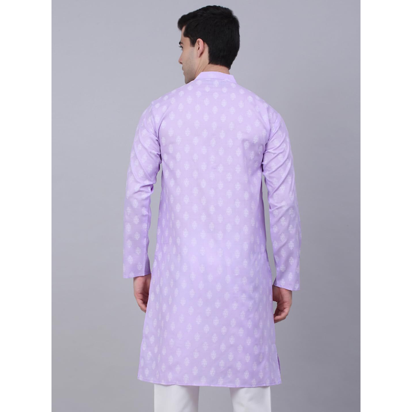 Jompers Men's Cotton Floral Printed Kurtas (Purple, S)
