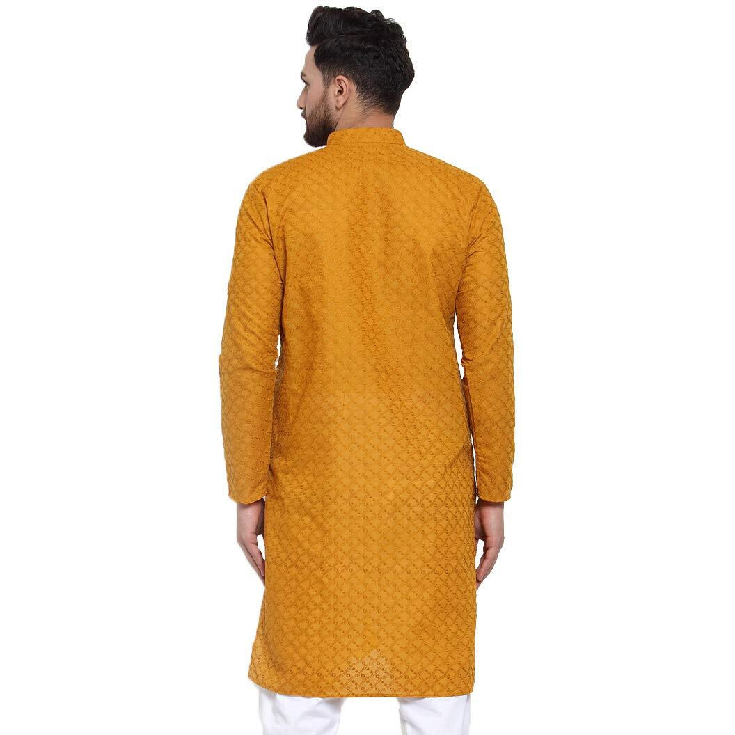 Jompers Men's Cotton Straight Kurta (Koo_561Mustard_M_Mustard_Medium)