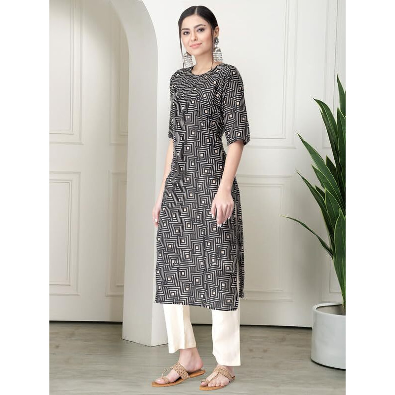 Pinkmint Women's Crepe Printed Kurta Pant Straight Kurta Set For Women(Pack Of 3)