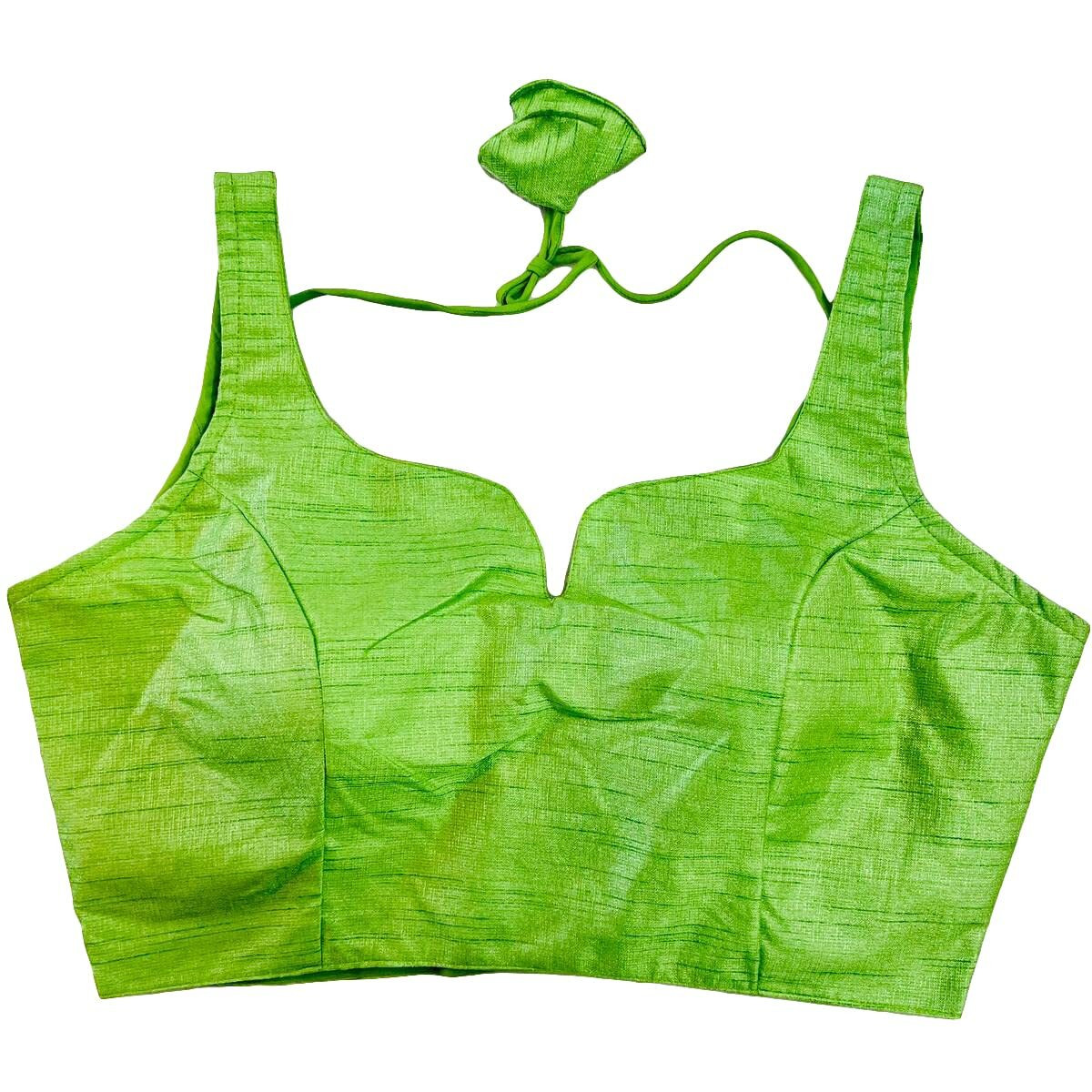 Pujia Mills Women's Heavy Phantom Silk Bollywood Style Sleeveless Trendy Blouse(Veda) (Parrot Green, 38)