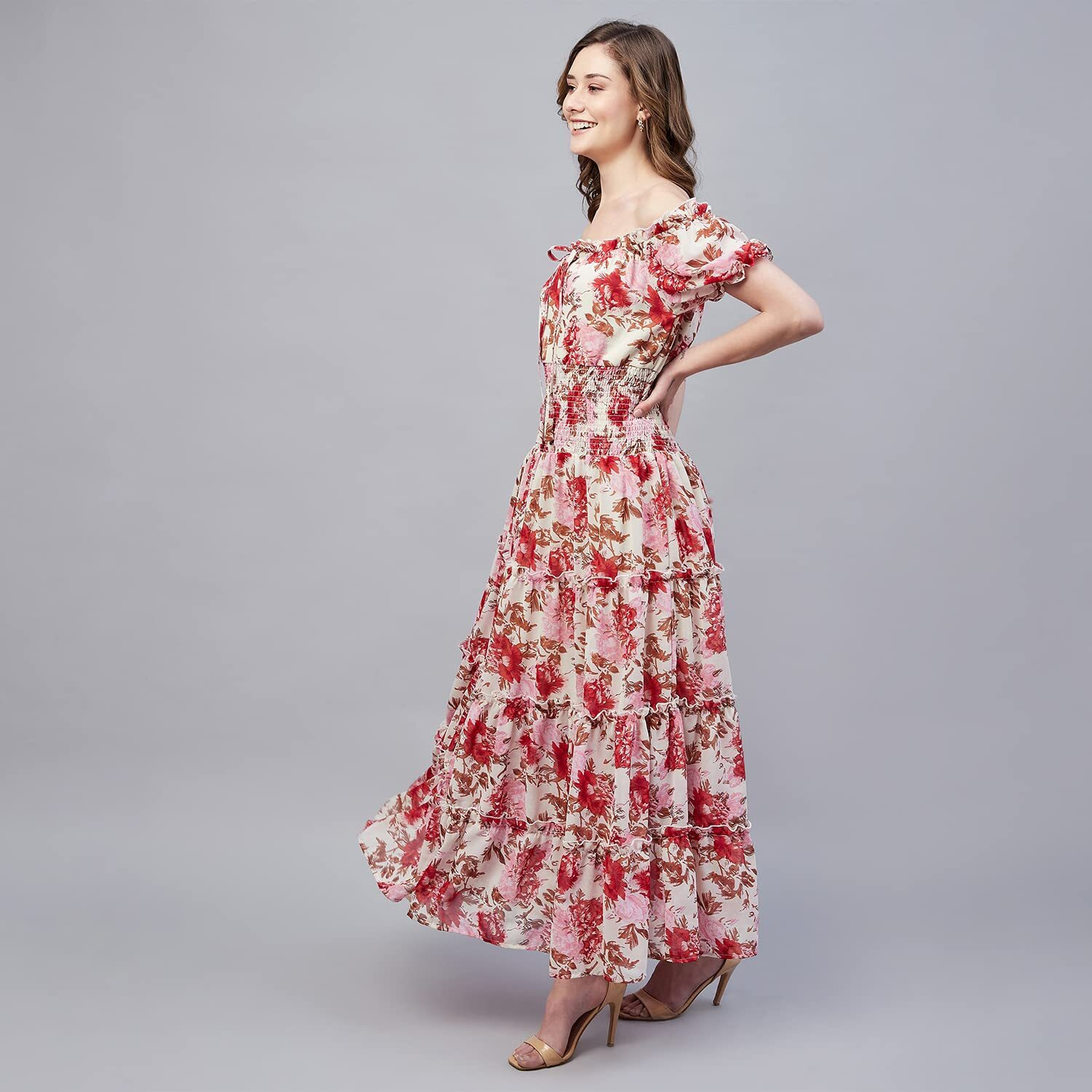 Rare Women's Regular Fit Dress (Ep7546A_Beige L)