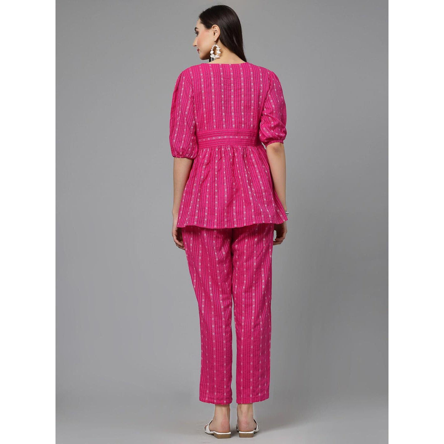 Stylum Women's Woven Design Cotton Co-Ord Set (Csramyapink44_Pink, Xxl)