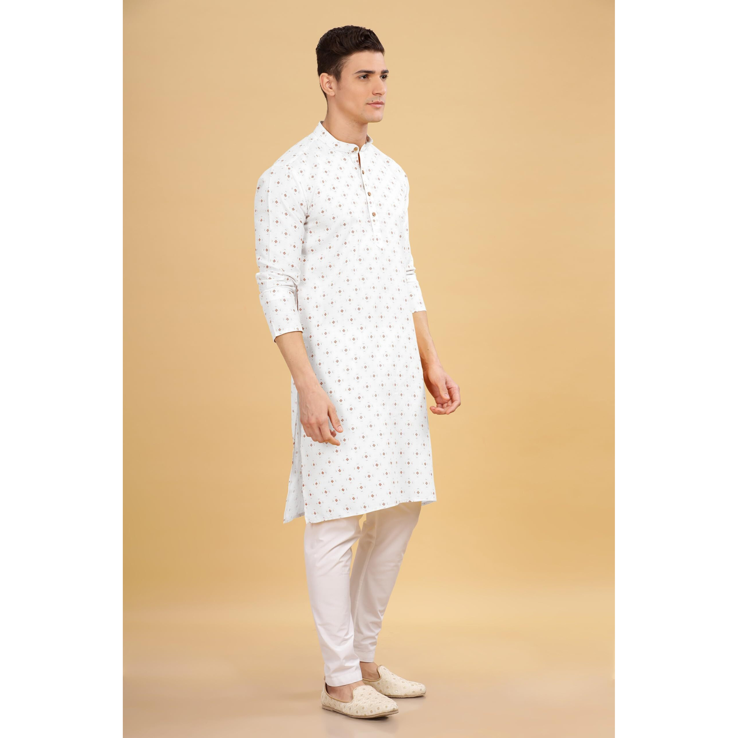 Be Active Men's Cotton Regular Kurta (C-399-1_White