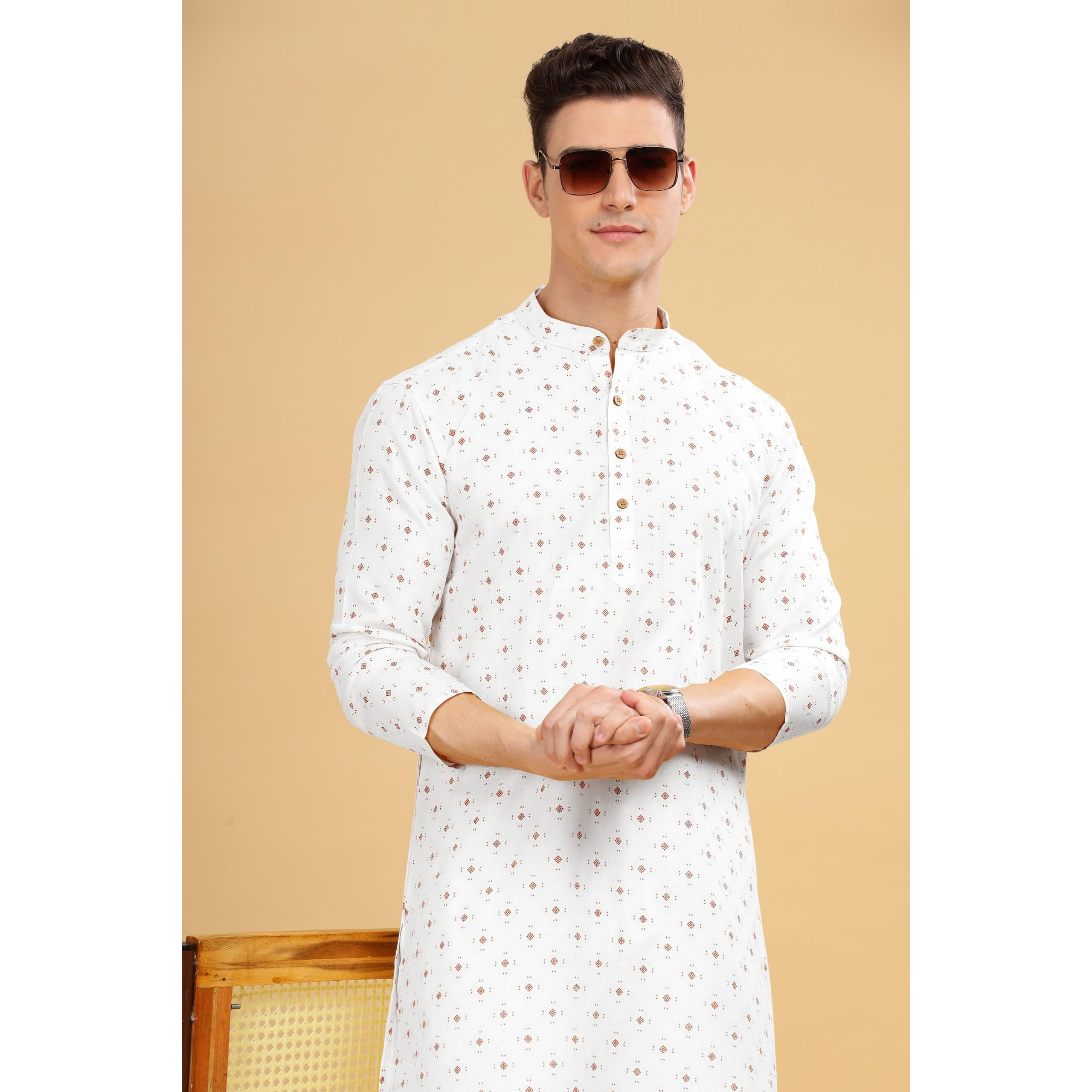 Be Active Men's Cotton Regular Kurta (C-399-1_White