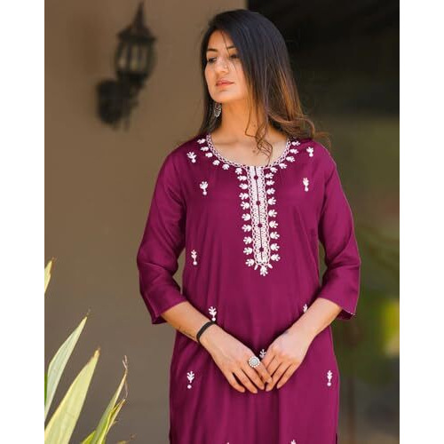 Fabnex Kurta Set For Women | Women Embroidered Kurta Set | Women Kurta Sets Kurtis | Women Kurta Pant Set (K-57-59) (Xx-Large, Purple)