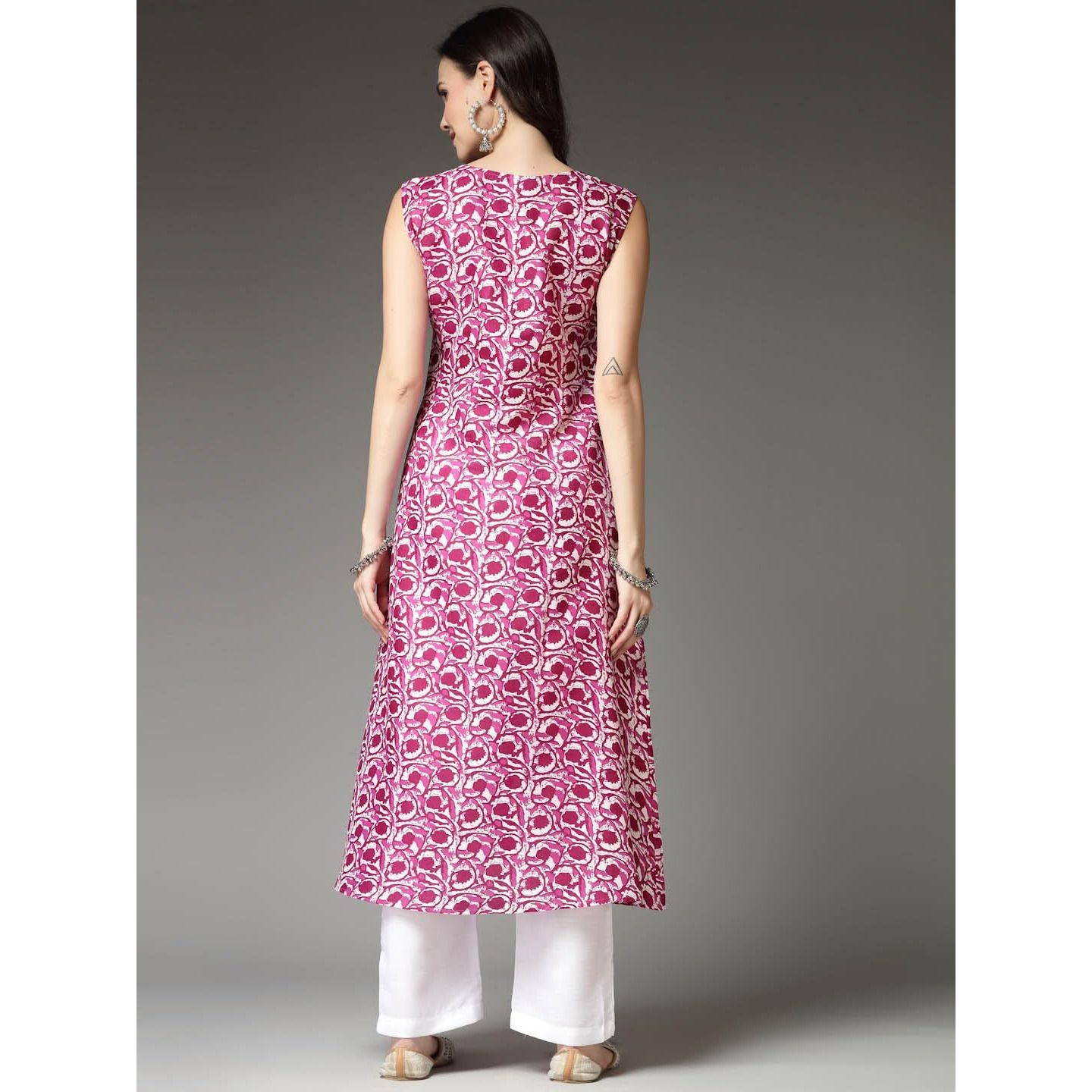 Stylum Women's Floral Printed Cotton Blend A-Line Kurta (Purplekyra42_Purple, Xl)