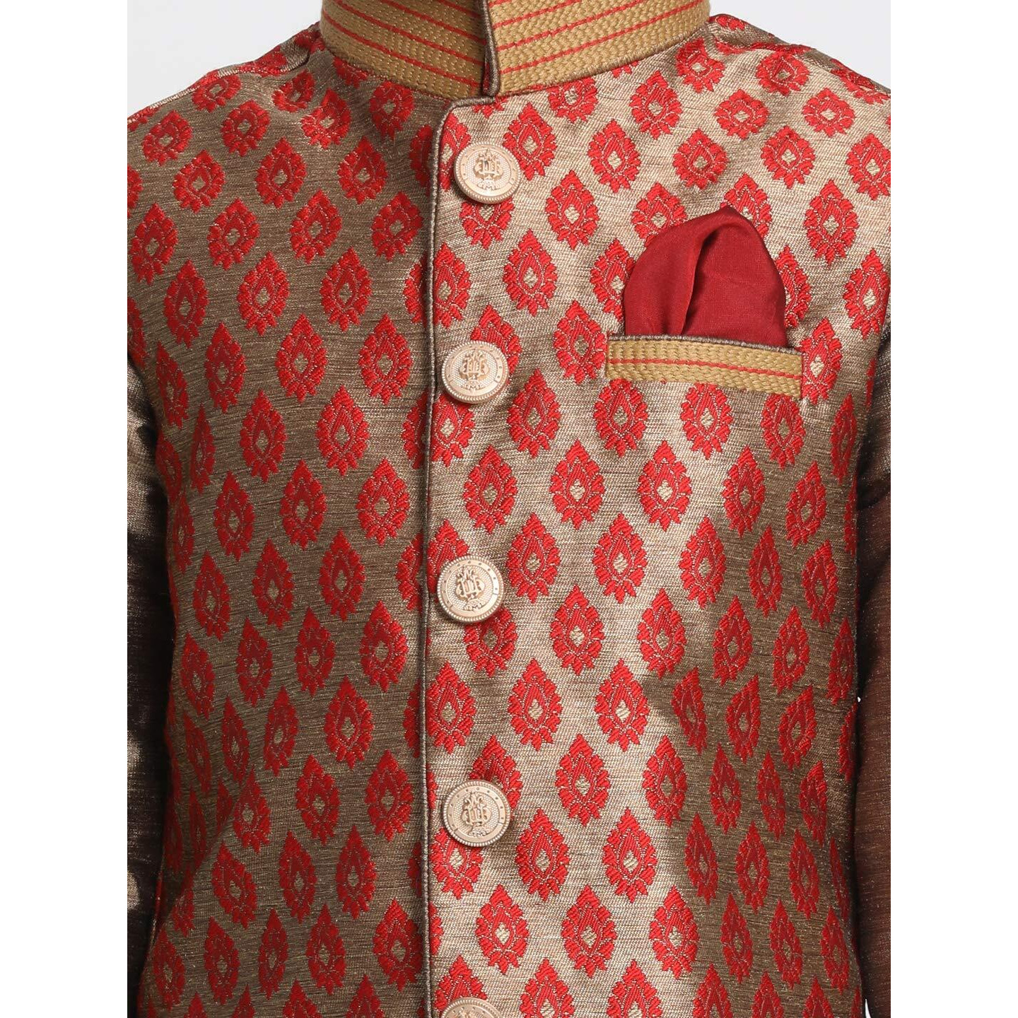 Jbn Creation Boys' Maroon And Rose Gold Silk Blend Ethnic Jacket, Kurta And Dhoti Pant Set_Vasbj025Manbuk006Mancdma_20