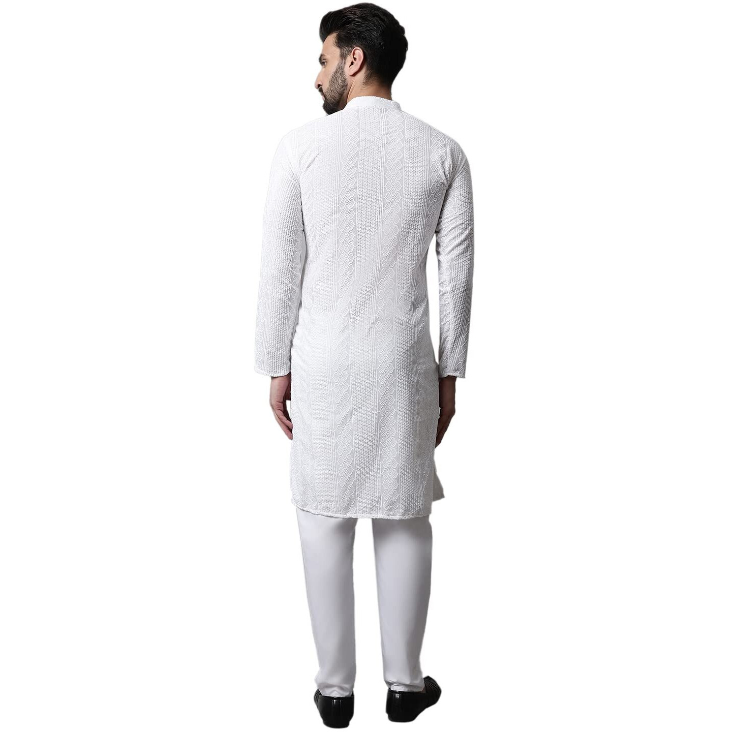 Jompers Men White Embroidered Pure Cotton Kurta With Pyjamas (White, Xxl)