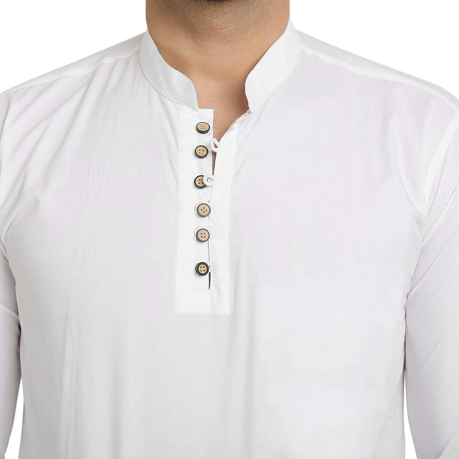 Lookmark Men's Trendy Pure Cotton Solid Casual White Color Short Kurta(Kurta 08 White-L)