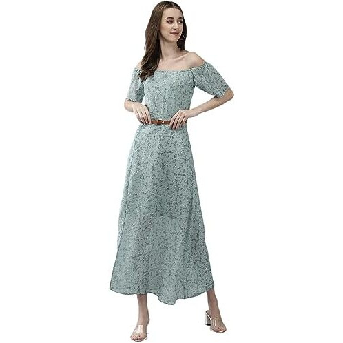 Aarika Women's Georgette A-Line Ankle Length Dress (New_Dr-Aw-034_Green