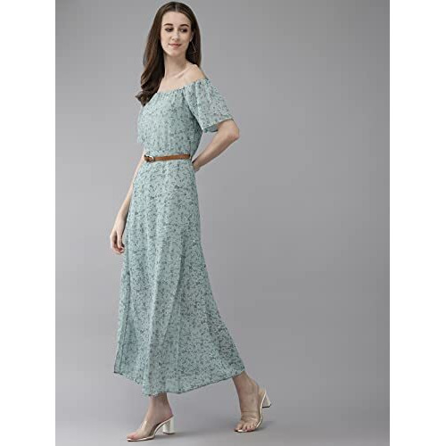 Aarika Women's Georgette A-Line Ankle Length Dress (New_Dr-Aw-034_Green