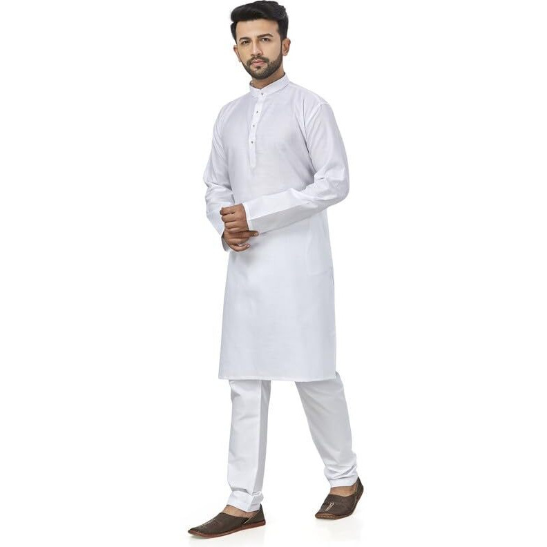 Be Active Men's Traditional Solid Full Sleeves Kurta || Cotton Kurta For Men || Men Kurta For Wedding || Kurta For Men (N-Rfsk0001 1 Kr L) White