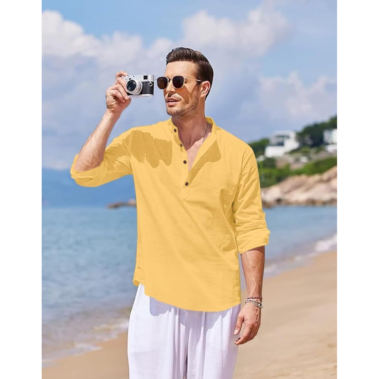 Bellstone Men's Solid Regular Fit Shirt (Kurta800_P_Yellow