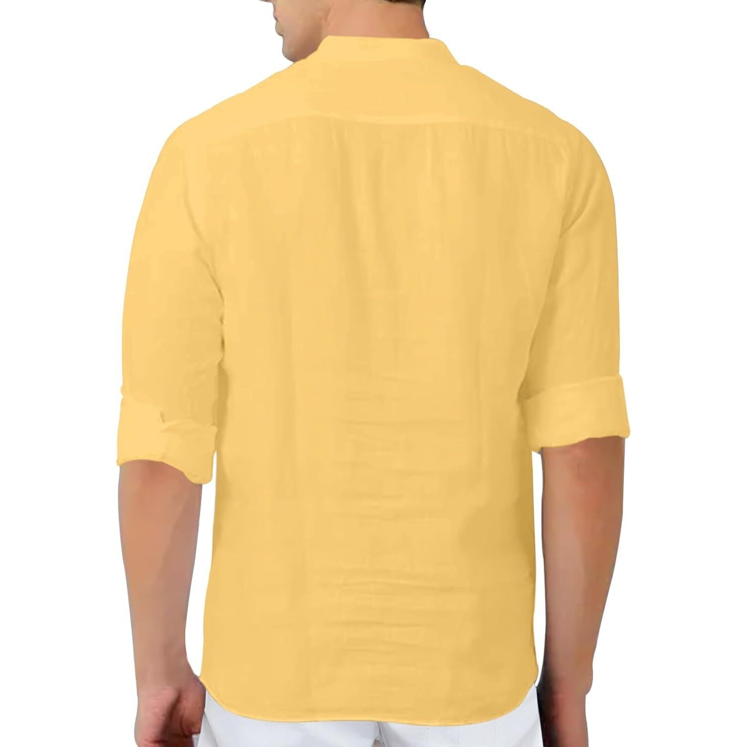 Bellstone Men's Solid Regular Fit Shirt (Kurta800_P_Yellow