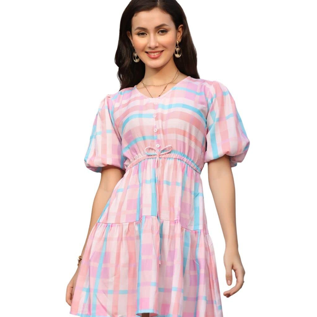 Om Sai Latest Creation Women Rayon Casual Wear Western Maxi Dress Gown For Girl/Women/Ladies (Xxx-Large, Pink)