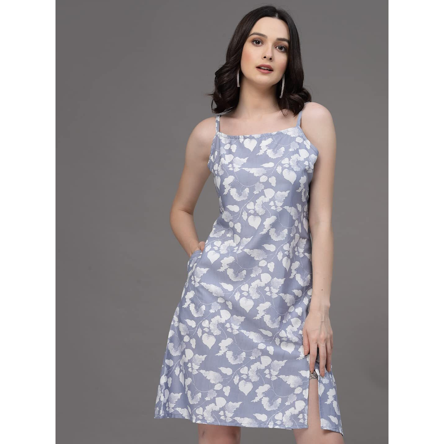 Oomph Women's Crepe A-Line Mini Dress (Md654_Light Blue 10