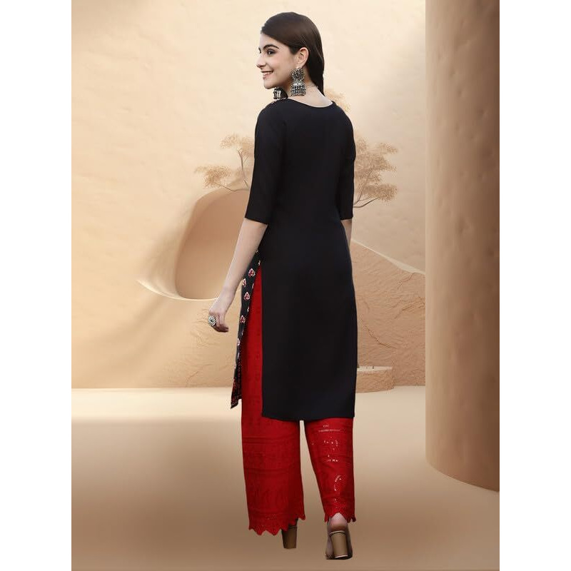 Pinkmint Women's Crepe Digital Print Straight Kurta [Pack Of 6]