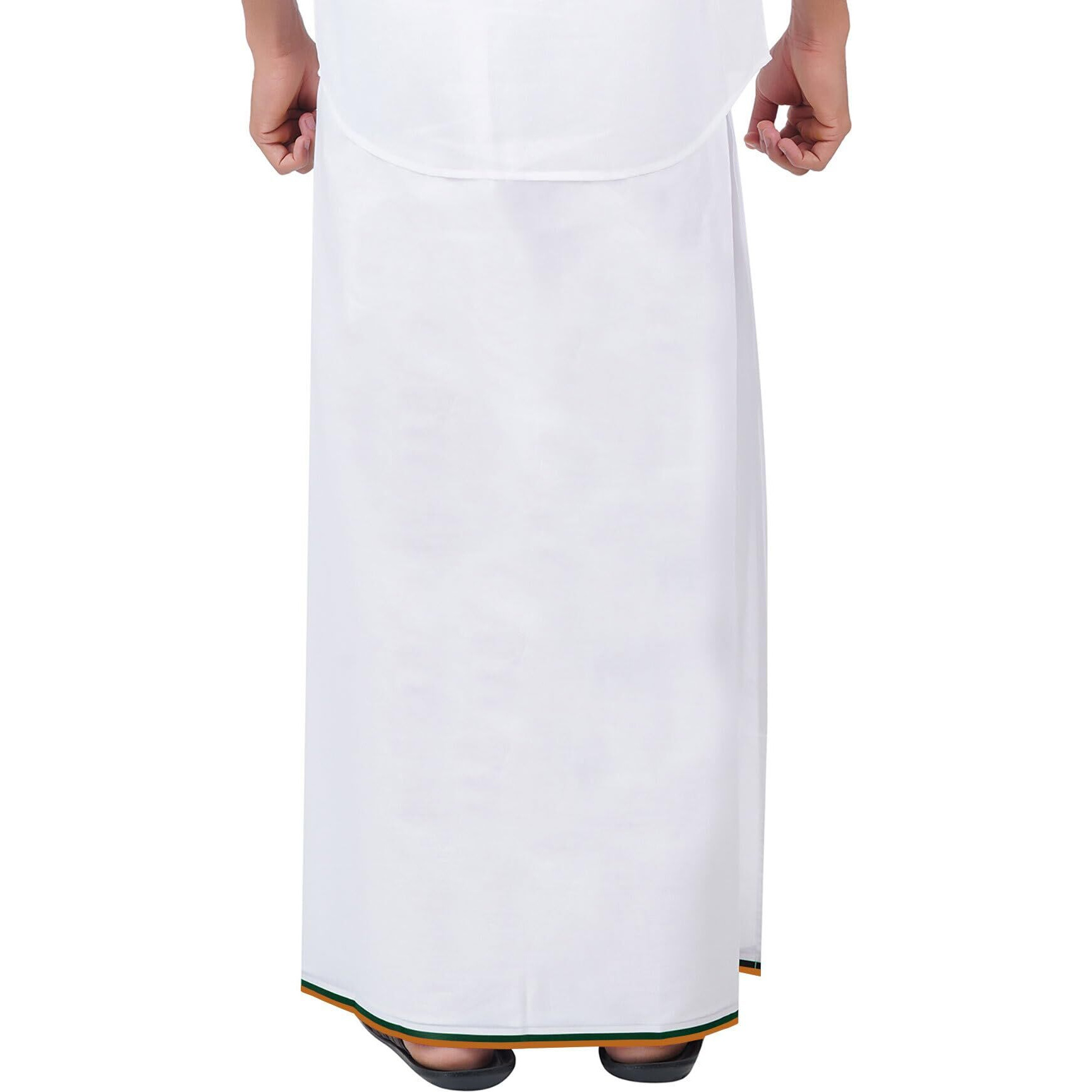 Prakasam Cotton Mens Fine Quality Welcro Pocket Bjp Party Cotton White Solid Men Dhoti