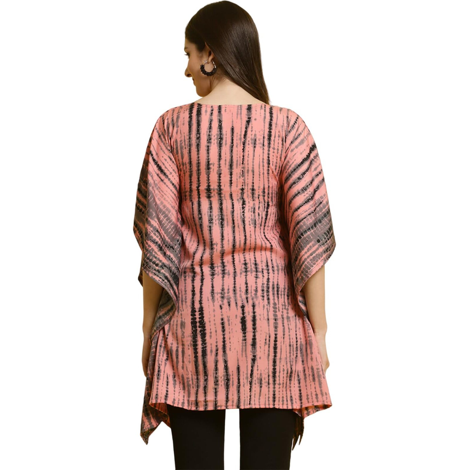 Preneum Women's Tie-Dye Regular Fit Kaftan (Kft-18_L_Peach L)