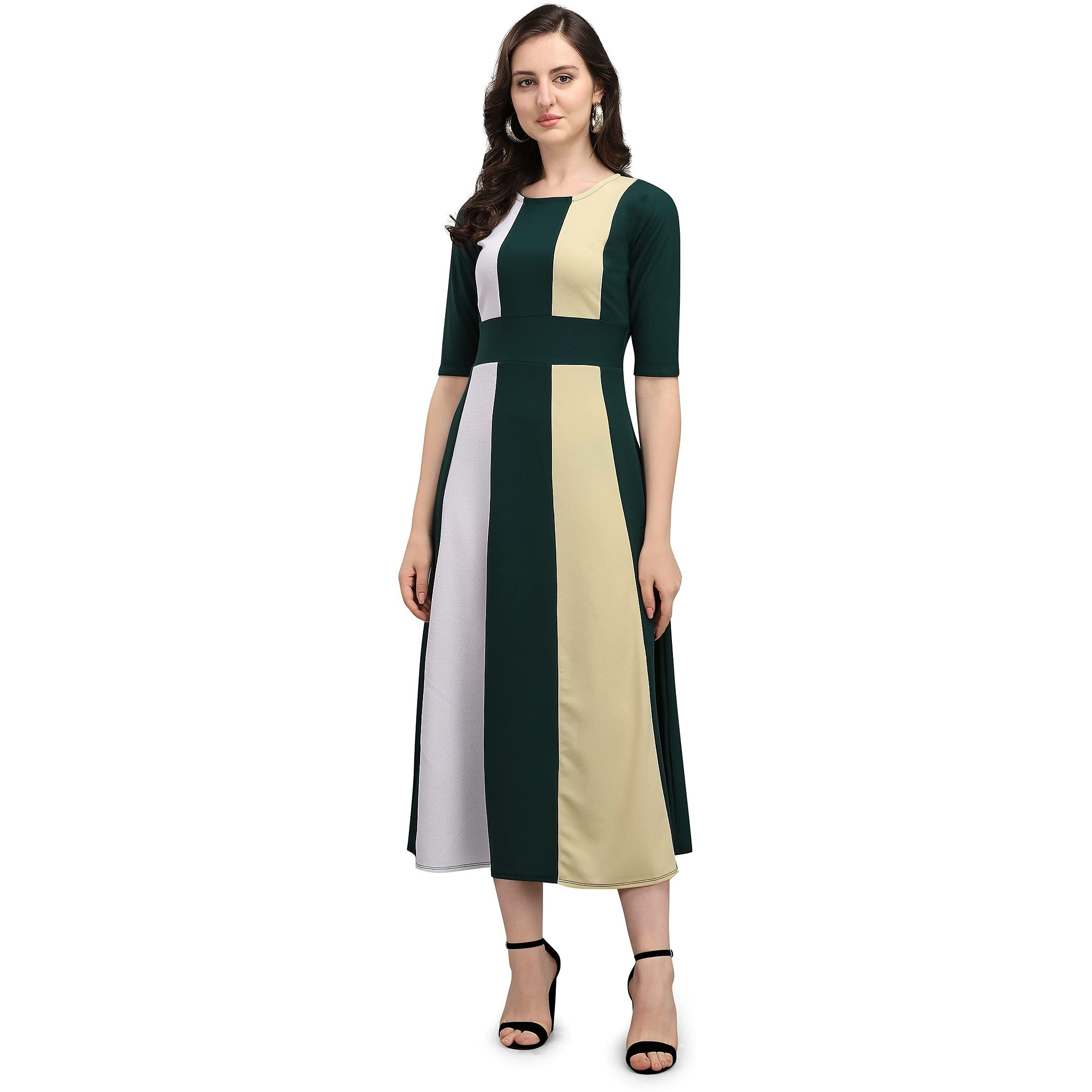Purvaja Women's Corduroy Empire Waist Maxi Cocktail Dress (Lucy-025-Ly-Gn-L_Green