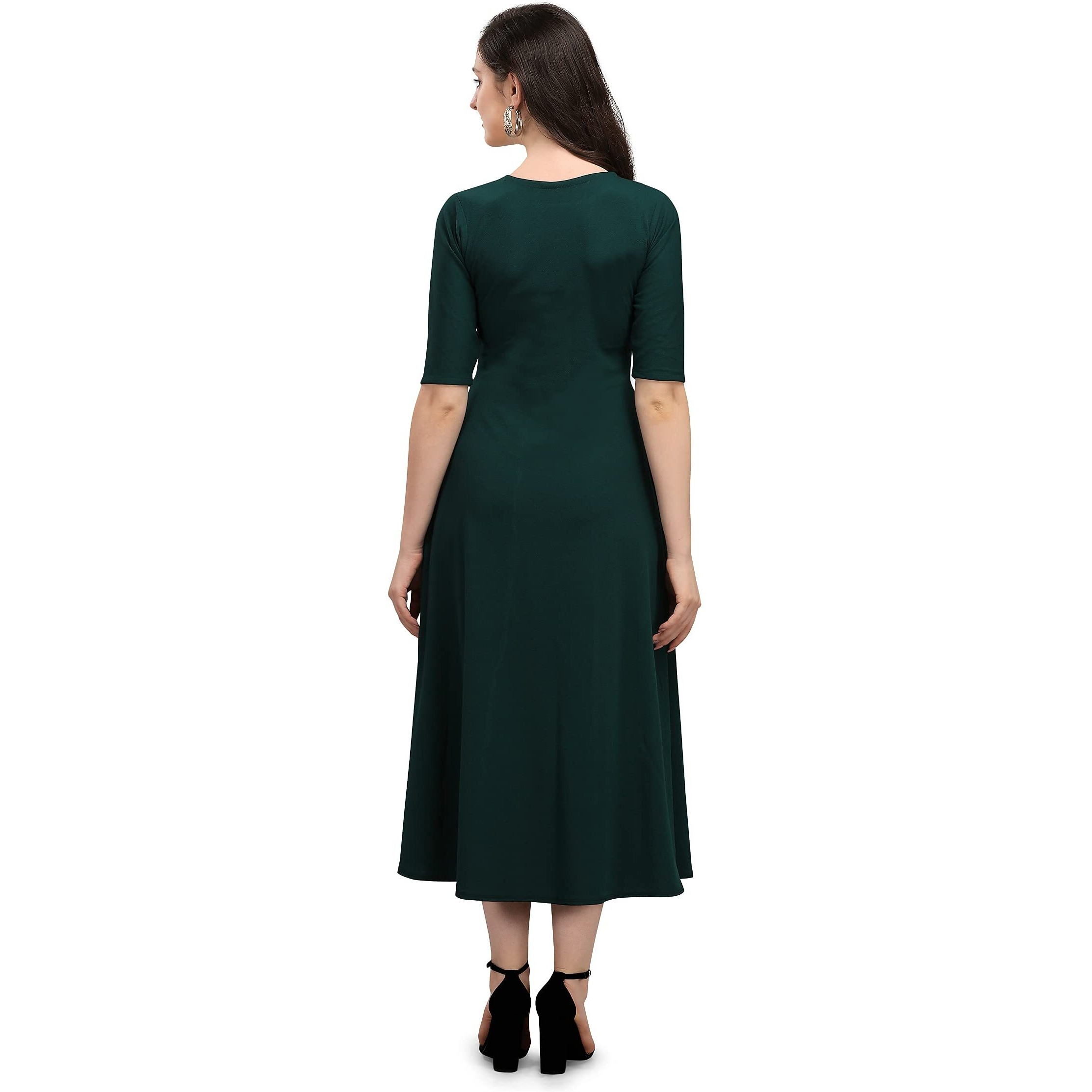 Purvaja Women's Corduroy Empire Waist Maxi Cocktail Dress (Lucy-025-Ly-Gn-L_Green