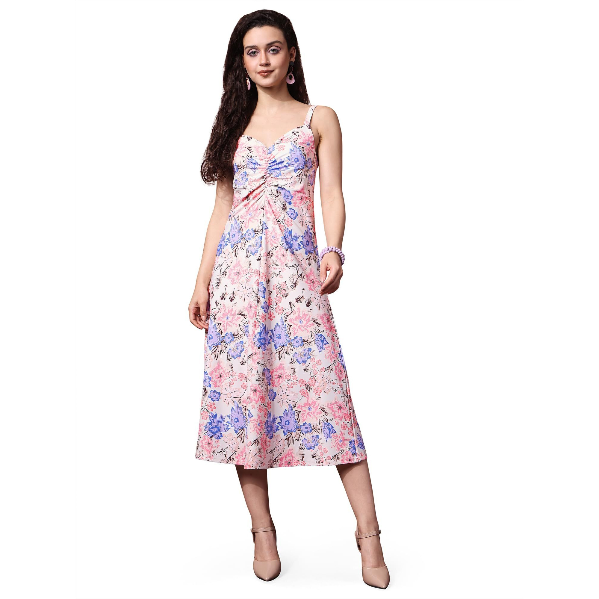 Purvaja Womens Fit & Flare Knee Length Dress (Wini-061-Cactus_Pink_Xx-Large)