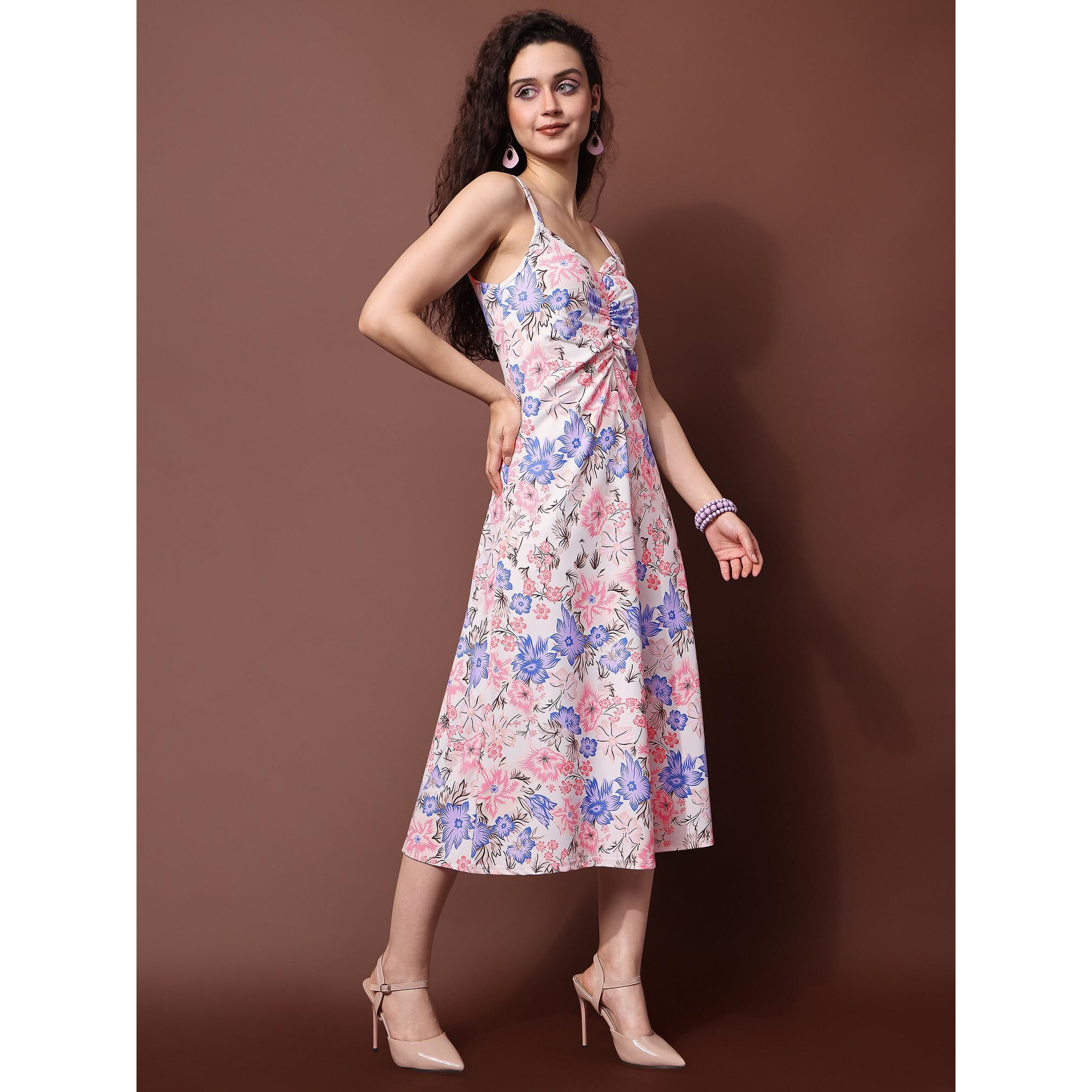 Purvaja Womens Fit & Flare Knee Length Dress (Wini-061-Cactus_Pink_Xx-Large)