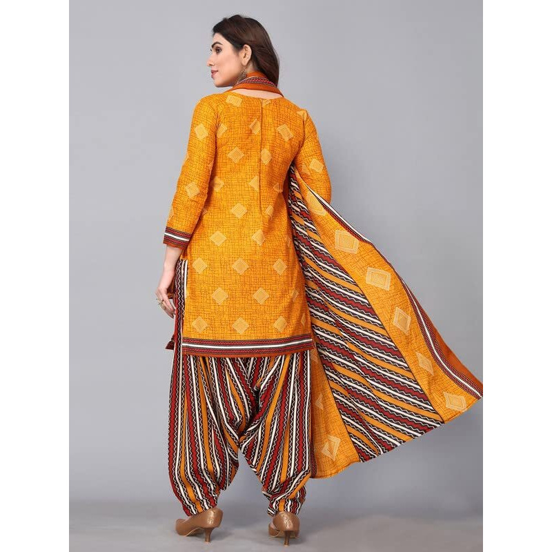 Satrani Women's Printed Poly Cotton Unstitched Dress Material(1175D1277N_Mustard Yellow2)