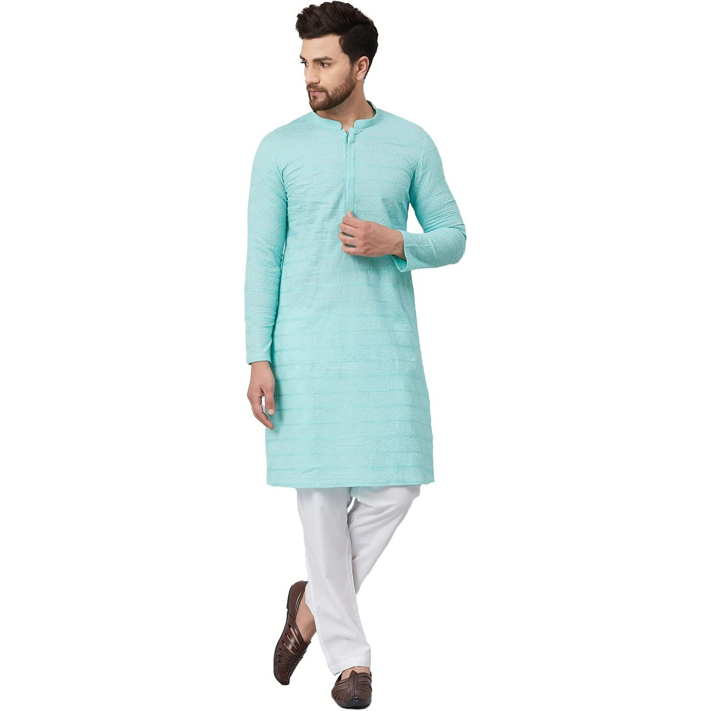 See Designs Men's Cotton Slim Fit Kurta (15173078_Lime Green_Xxl)