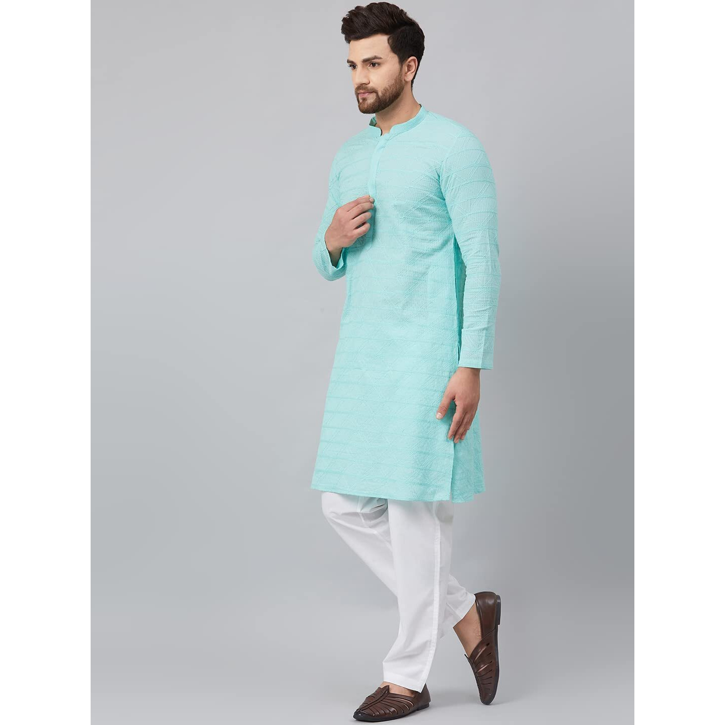 See Designs Men's Cotton Slim Fit Kurta (15173078_Lime Green_Xxl)