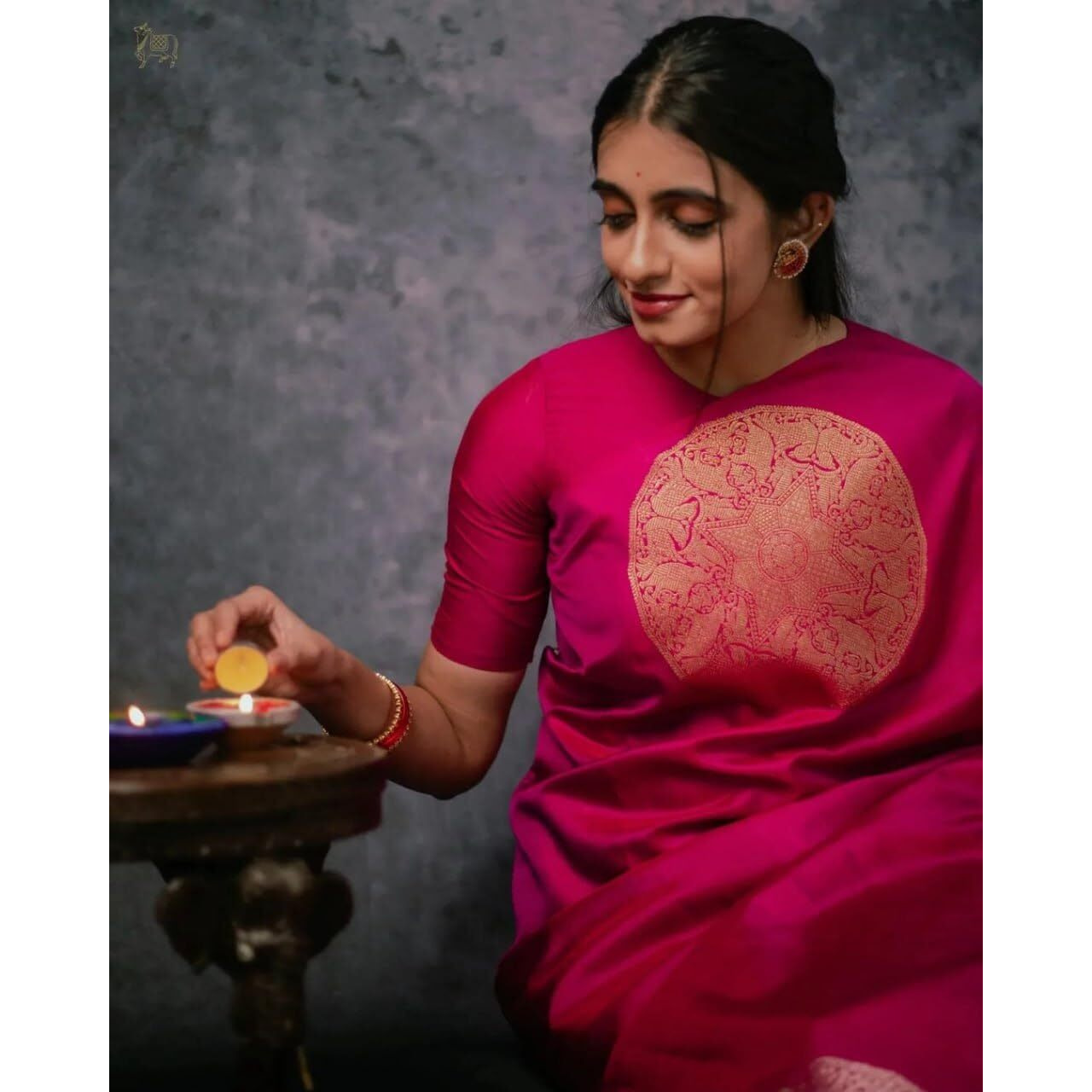 Flosive Hot Pink Kanjivaram Sona Chandi Silk Saree With Blouse